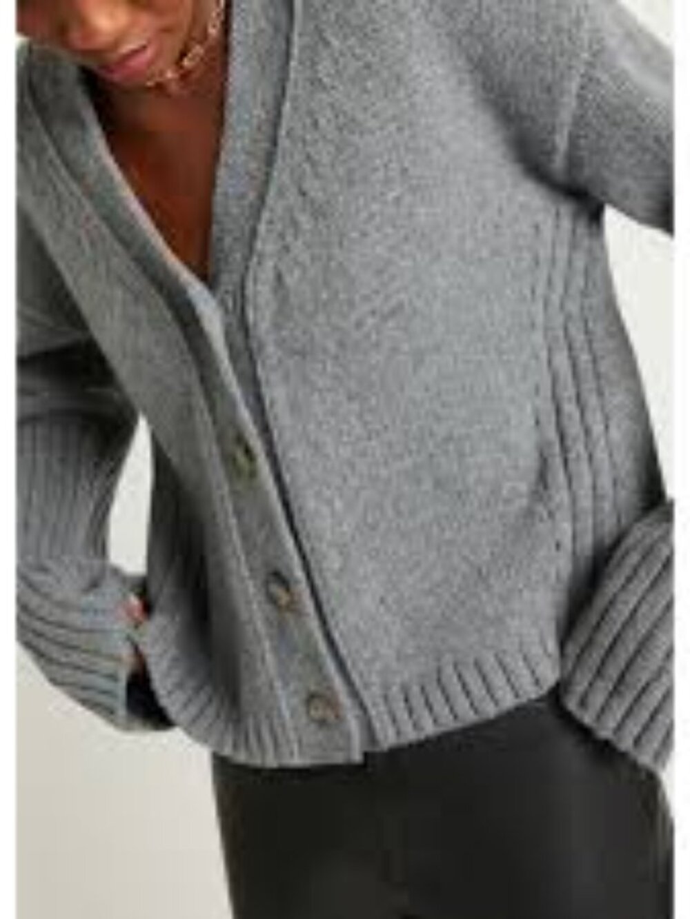 G. Label Gray Knit V Neck Merino Wool Made in Italy Cardigan Gwenyth Paltrow